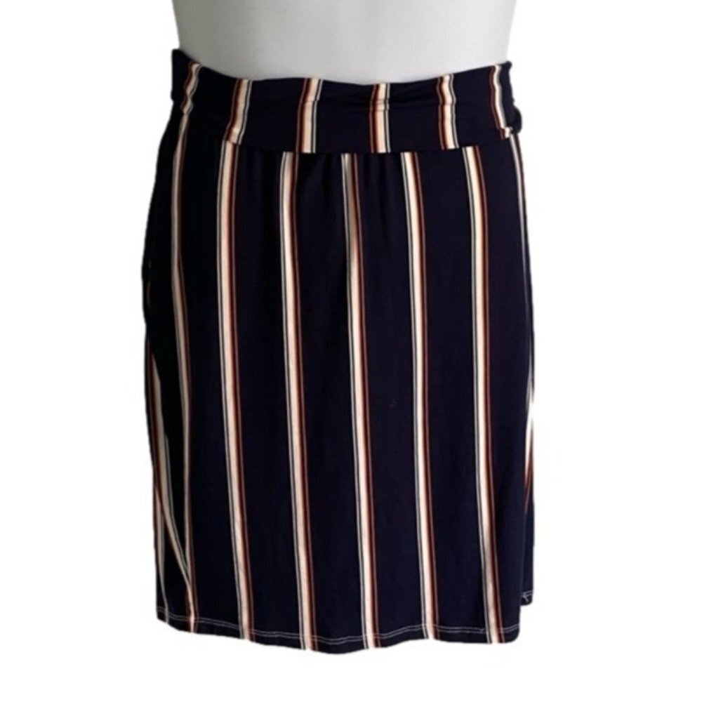 Caren Sport Pull On Blue White Orange Striped Skirt Plus Size 2X NEW